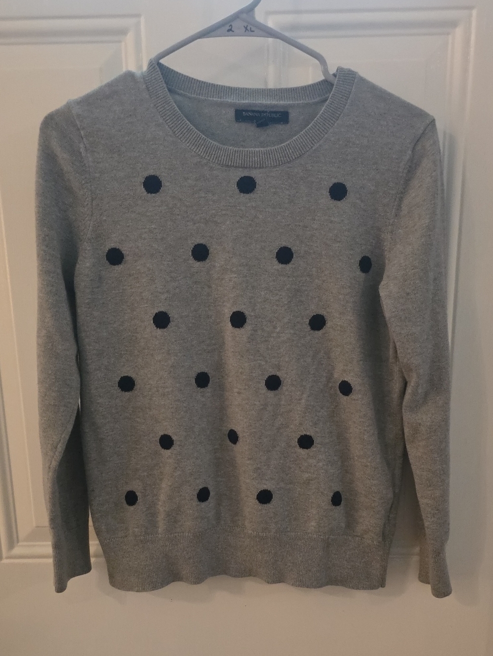 J. Crew Women's Gray Polka Dot Crewneck Sweater